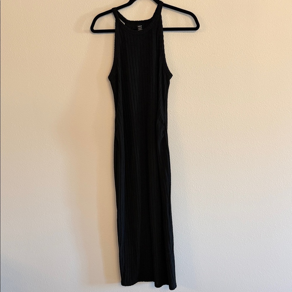 SHEIN maternity Black Ribbed Maxi Dress